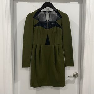 Long sleeved olive dress